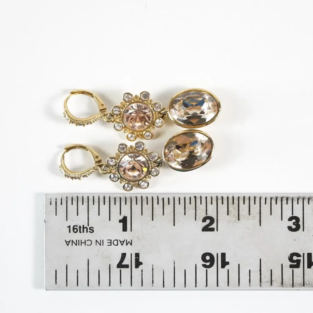 Givenchy Gold Tone Crystal Chandelier Leverback Drop Earrings Elegant Jewelry - Picture 8 of 8